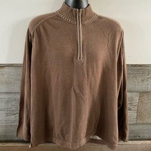 Tommy Bahama Mens Sweater XL Quarter Zip Pima Cotton Pullover Brown (L1)